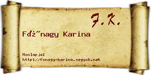 Fónagy Karina névjegykártya